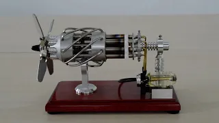 Airplane Engine Motor Model 16 Cylinders works with Hot Air Stirling