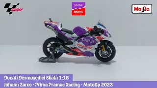 Diecast Motogp 2023 Ducati Desmosedici Johann Zarco Skala 1:18 Maisto Prima Pramac Racing