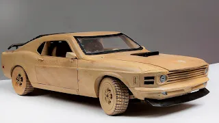 Wood Carving - Ford Mustang Boss 302 (1970) - ASMR Woodworking, DIY Car Model by Awesome Woodcraft