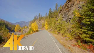 Icicle Creek Road, Leavenworth, WA State - Autumn Scenic Drive 4K 60fps (WITH MUSIC)