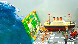 Lego Dam Breach Experiment - Tsunami Destroy NEW Lego City & Lego Titanic Ship Sinking