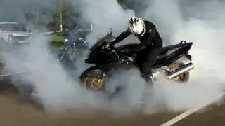 Honda CBR 1100 burnout (Triver) Взорвалась покрышка Gopro 3SE