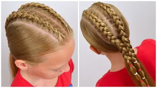 EASY braided hairstyle with elastics | Hairstyles for Girls by LittleGirlHair