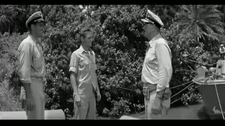 IN HARM'S WAY - Admiral Torrey (John Wayne) reconciled with son (Brandon De Wilde)