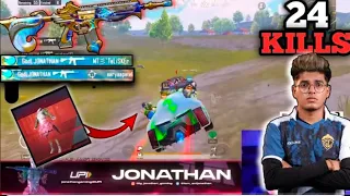 24 KILLS 😱! JONATHAN FASTEST RUSH GAMEPLAY/FOREST ELF SET #jonathan #bgmi #pubg