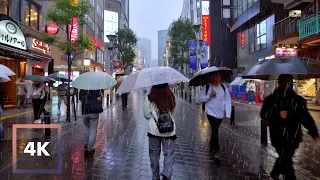 【4K】Heavy Rain walk in Downtown Tokyo, Japan - Rainy evening walking in Ikebukuro -