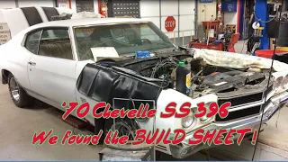 1970 Chevelle SS - BUILD SHEET Location Found!