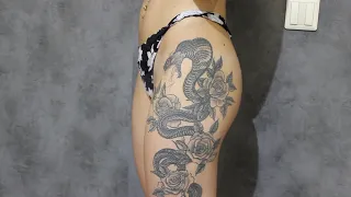 Black and Grey Tattoo Snake