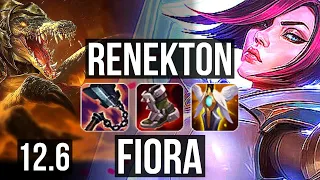 RENEKTON vs FIORA (TOP) | 7 solo kills, 13/2/8, 1200+ games, Godlike | KR Master | 12.6