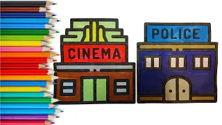 For kids Cinema and Police Drawing and Coloring , toddlers/ Let's Learn Easy Drawing