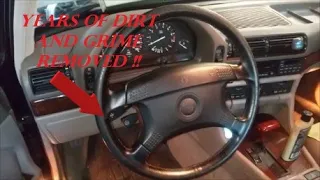 Bmw 735i E32 - Cleaning the leather steering wheel with a household item !!