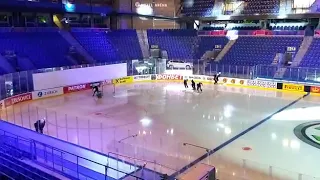 Icecrew training IIHF Ice Hockey World Championship 2019 Kosice Slovakia. CIM Certified Ice Master