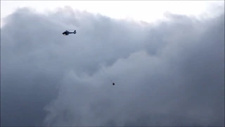 Helicopter flying sounds, fire fighters, loud. UH-1 Huey. Bell 214-B1. Eurocopter EC130.