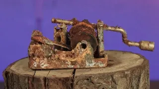 Old Little Music Box on the Wooden Background, Retro Style Restoration