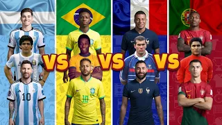 Messi Maradona Julian 🆚 Vini Pele Neymar 🆚 Mbappe Zidane Benzema 🆚  Ronaldo Eusebio Leao 💪⚽🔥