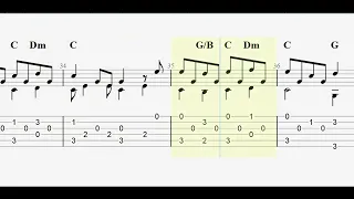 O Come, All Ye Faithful (Adeste Fideles) with full tablature/sheet music for solo fingerstyle guitar