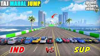 GTA 5 : INDIAN CARS VS SUPER CARS TAJ MAHAL JUMPING CHALLENGE | GTA 5 GAMEPLAY