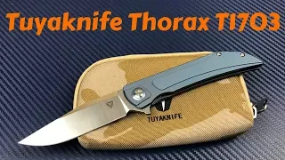 Tuyaknife Thorax T1703 titanium framelock knife   Sensible functional design w/ great looks !!