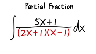 Integral of (5x+1)/((2x+1)(x-1)), partial fraction, calculus 2 tutorial