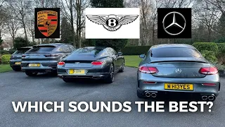 Exhaust Sound Comparison - Porsche Cayenne v Mercedes C43 AMG v Bentley Continental v Porsche Macan