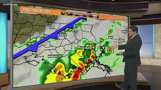 Two rounds of storms impacting the New Orleans area Thursday