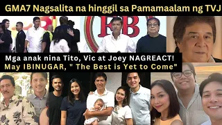 GMA7 Nagsalita na Hinggil sa PAMAMAALAM ng TVJ Mga Anak nina Tito Vic at Joey NAGREACT