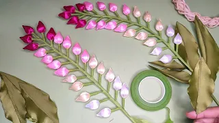 DIY| Tutorial Satin Ribbon Flower Easy | Bud Flower, Bunga kuncup dari pita satin