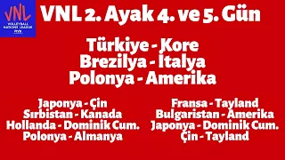 VNL 2. Ayak 4. ve 5. Gün: Türkiye - Kore, Brezilya - Italya, Amerika - Polonya ve Diğer Maçlar