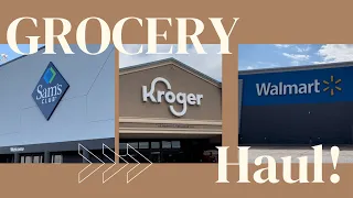 Grocery Shop With Me | Sam’s, Kroger, & Walmart | Two Weeks Of Groceries For Family Of Four