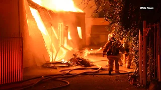 Two alarm commercial fire in El Monte, California.