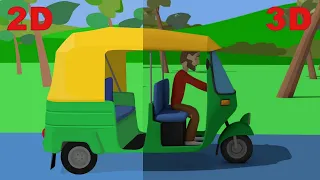 A Green Rickshaw and India Tour - Video for Kids and Babies | Cartoons Vehicles - Bajkii