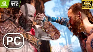 GOD OF WAR PC Kratos Vs Baldur Boss Fight Gameplay RTX 3090 4K ULTRA HD