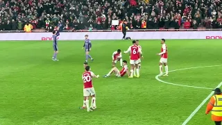 ARSENAL PLAYERS CELEBRATE WIN AGAINST LIVERPOOL