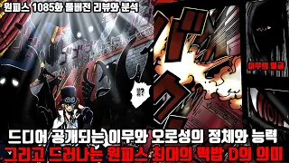 [원피스 1085화 풀버전 리뷰와 분석] 드디어 공개되는 세계정부 이무와 오로성의 능력과 정체 그리고 드러나는 원피스 최대 떡밥 D의 의지