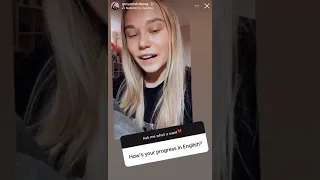 Angelina Melnikova answering questions in English