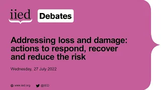 Addressing loss and damage actions to respond, recover and reduce the risk