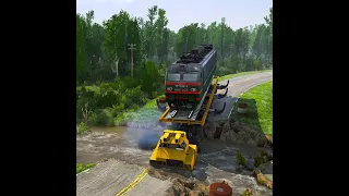 Danger When Transporting a Locomotive - Spintires Mudrunner