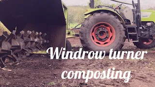 Windrow composting using the Berkeley method or hot composting process
