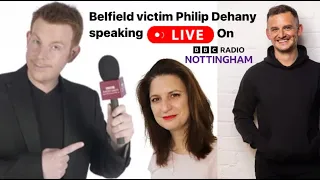 Alex Belfield stalking victim Philip Dehany speaking live on BBC Radio Nottingham to Sarah Julian