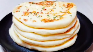 Fluffy and Soft Turkish Flatbread | Grilled Flatbread | Bazlama | Chole Kulche Recipe | Moven | Pita