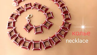 Necklace. Колье из бисера и стекляруса. Мастер-класс