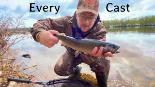 Insane Salmon & Trout Fishing in Newfoundland , Early Spring - Cast After Cast Action !