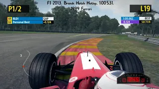 F1 2013, Brands Hatch Hotlap, 1:00.531, 1999 Ferrari