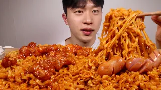 ASMR MUKBANG [SPICY CARBO FIRE NOODLES challenge] EATING SHOW