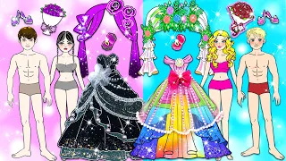 WEDDING DRESS: Couple Barbie VS Wednesday Addams - Barbie Wedding Handmade - DIY Arts & Paper Crafts