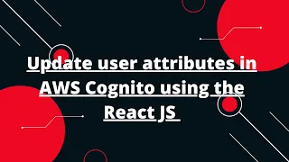 Update user attributes in AWS Cognito using the React JS