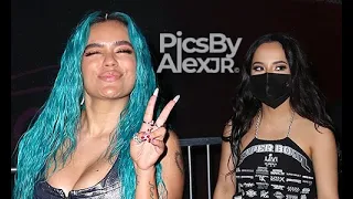 Karol G and Becky G Are Surrounded by Fans While Leaving the Super Bowl LVI