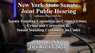 NYS Senate Standing Committee on Crime Victims, Crime and Correction Public Hearing - 10/13/21