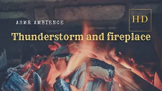 1 órás ASMR íráshoz | vihar és kandallótűz hangok | 1 hour Thunderstorm and fireplace Ambience
