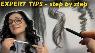 Unintentional ASMR / How To Draw 3 Types of Hair - step by step drawing tutorial